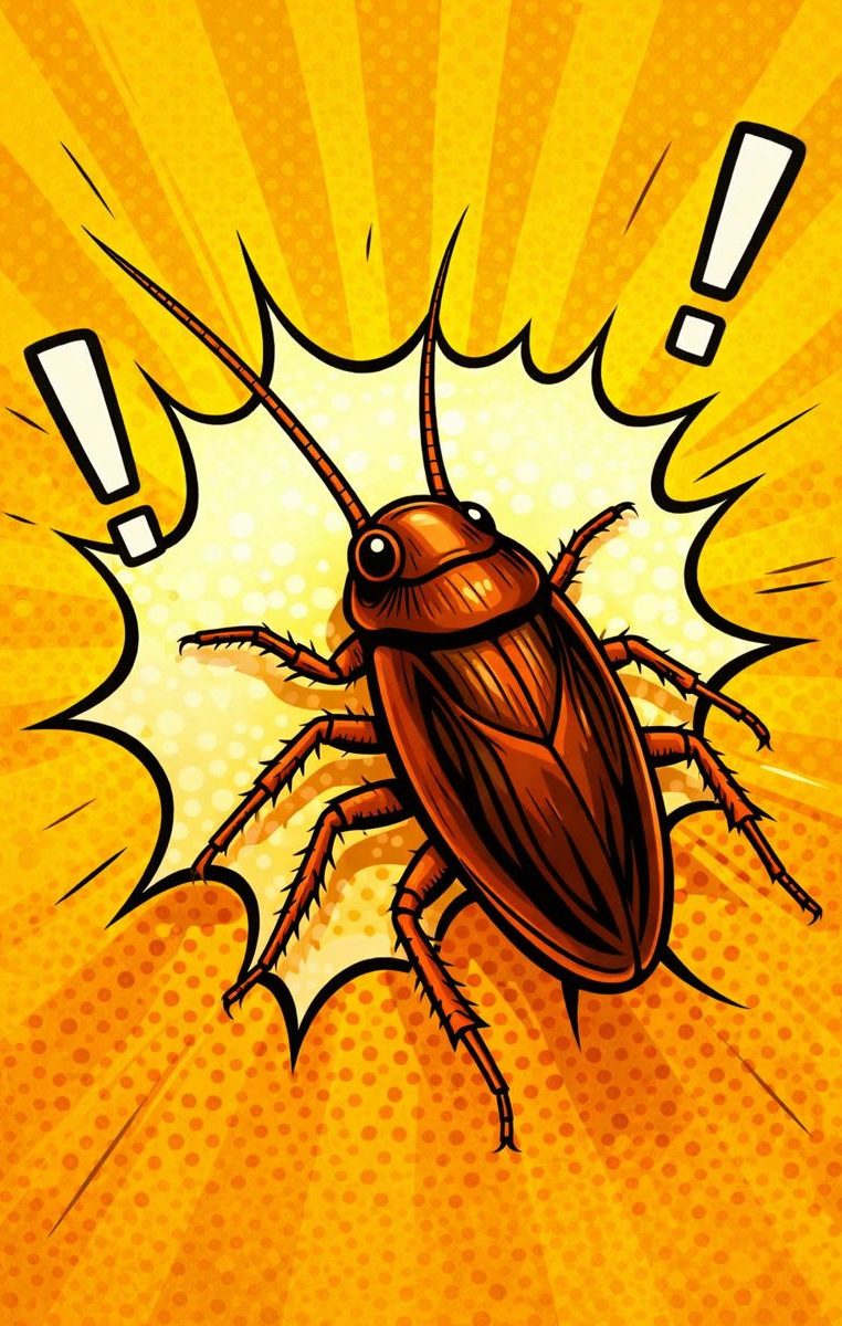 Illustration im Comic Stil  einer Schabe als Hygieneschädling