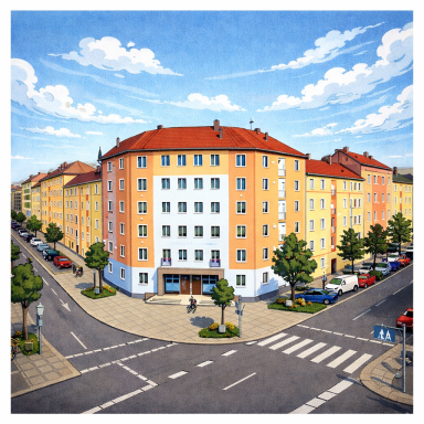 Mehrparteienhaus in Franken – Beispiel für Wohnanlage mit professionellem Schädlingsmanagement und strukturierter Objektbetreuung.