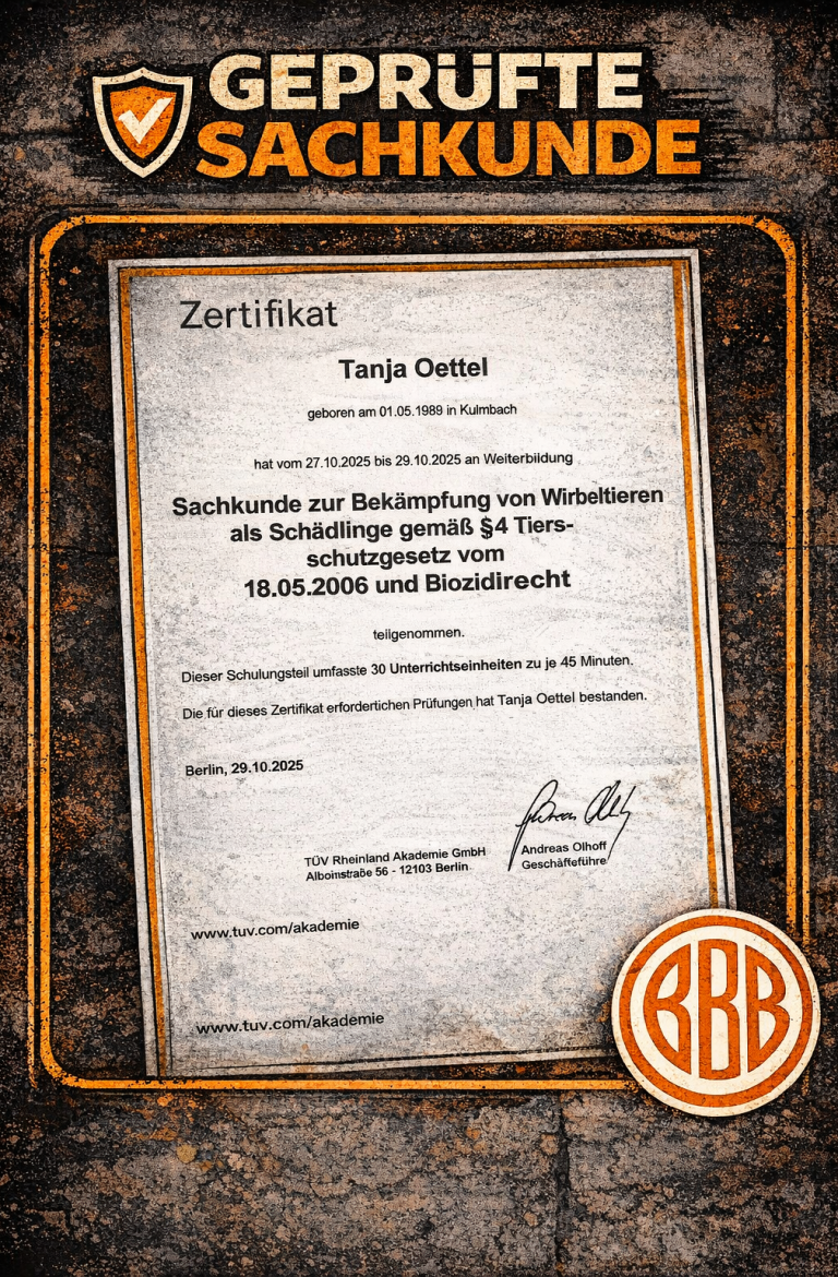 TÜV-Sachkunde §4 TierSchG Geprüfte Sachkunde für tierschutzkonforme Wirbeltiermaßnahmen.