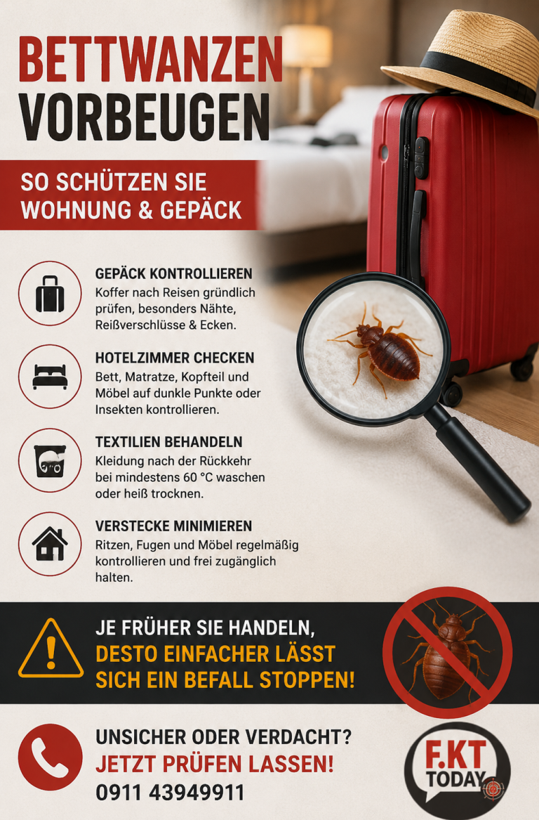 Bettwanzen vorbeugen nach dem Urlaub – Koffer, Kleidung und Gepäck als typisches Einschleppungsrisiko erkennen