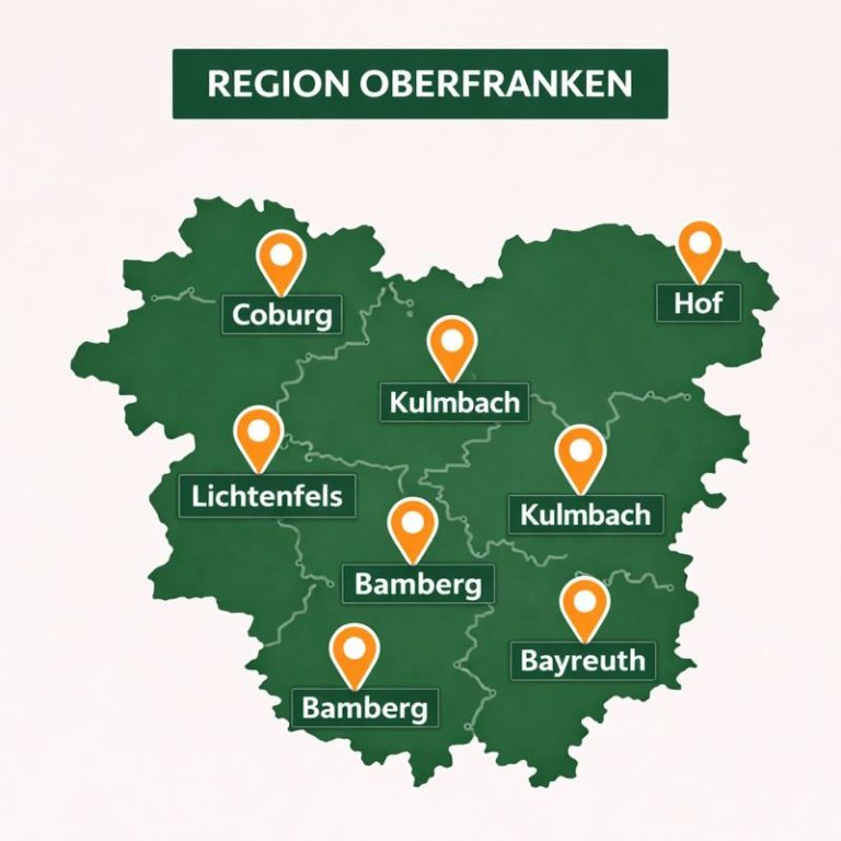 Karte von Oberfranken mit markierten Einsatzgebieten.